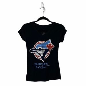 Toronto Blue Jays Black Printed V-Neck Tee